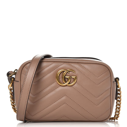 Gucci Calfskin Matelasse Mini GG Marmont Chain Shoulder Bag Nude 1 of 7