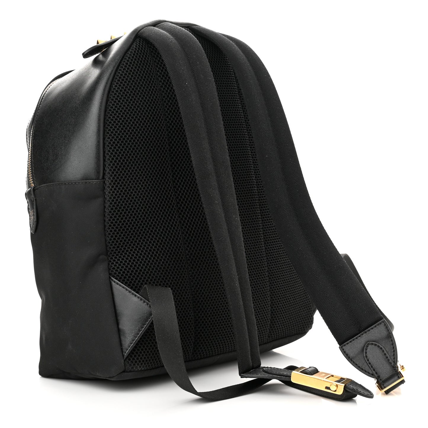 Nylon Vitello Liberty Metal Monster Eyes Studded Backpack Black