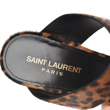 Saint Laurent Ponyhair Leopard Print Oak 75 Ankle Strap Sandals 39.5 Brown 6 of 11