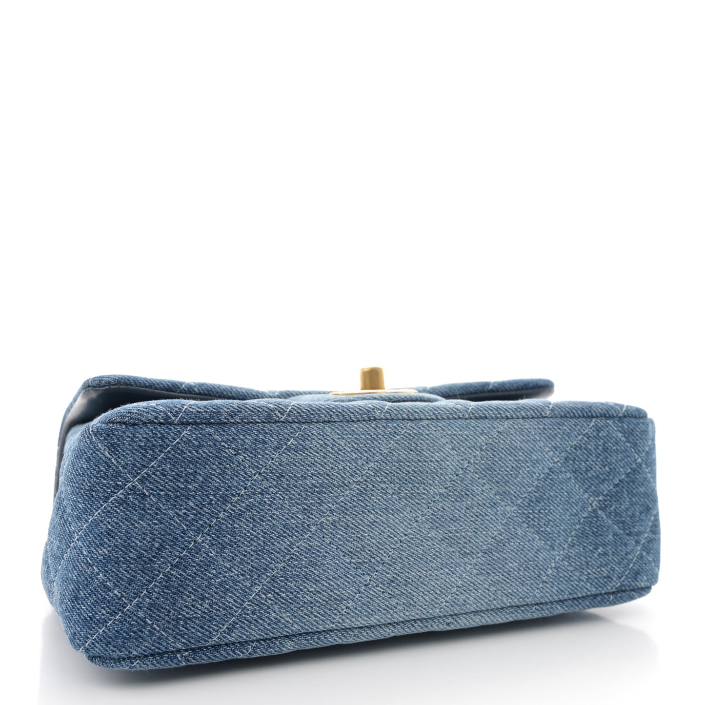 Washed Denim Quilted Mini Rectangular Flap Blue