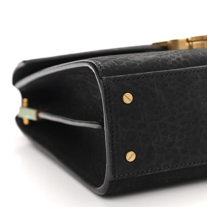 Saint Laurent Nubuk Crocodile Embossed Mini Classic Monogram Cassandra Top Handle Black 10 of 12
