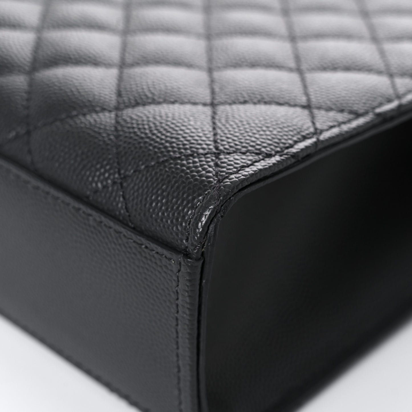 Grain De Poudre Textured Mixed Matelasse Large Triquilt Monogram Satchel Asphalt