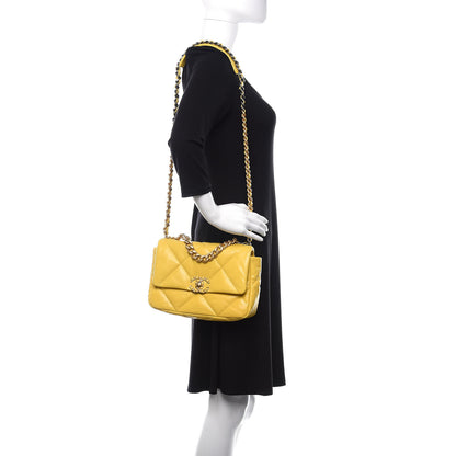 Chanel Lambskin Quilted Medium 19 Flap Yellow 2 of 11