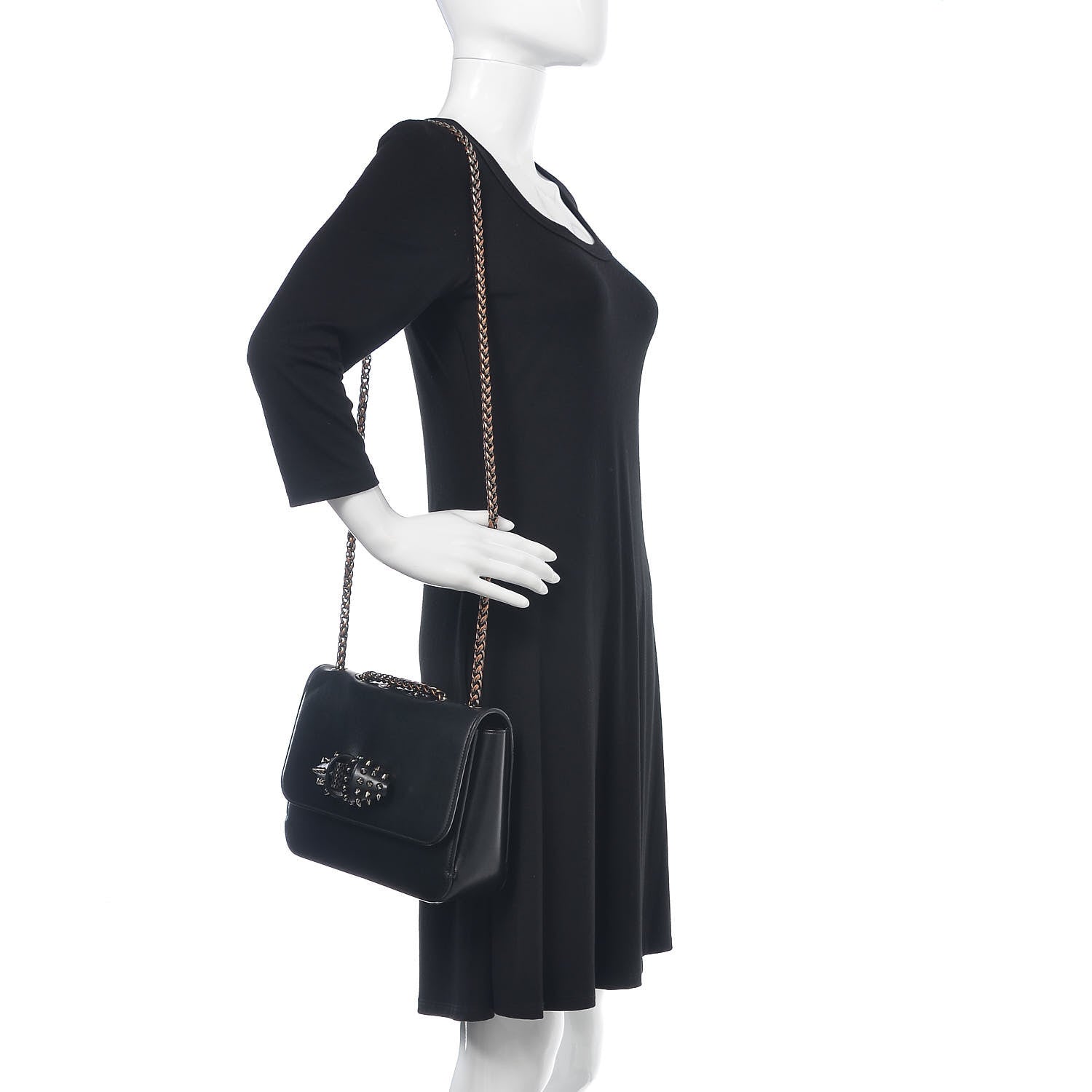 Christian Louboutin Calfskin Small Sweet Charity NV Shoulder Bag Black 2 of 9