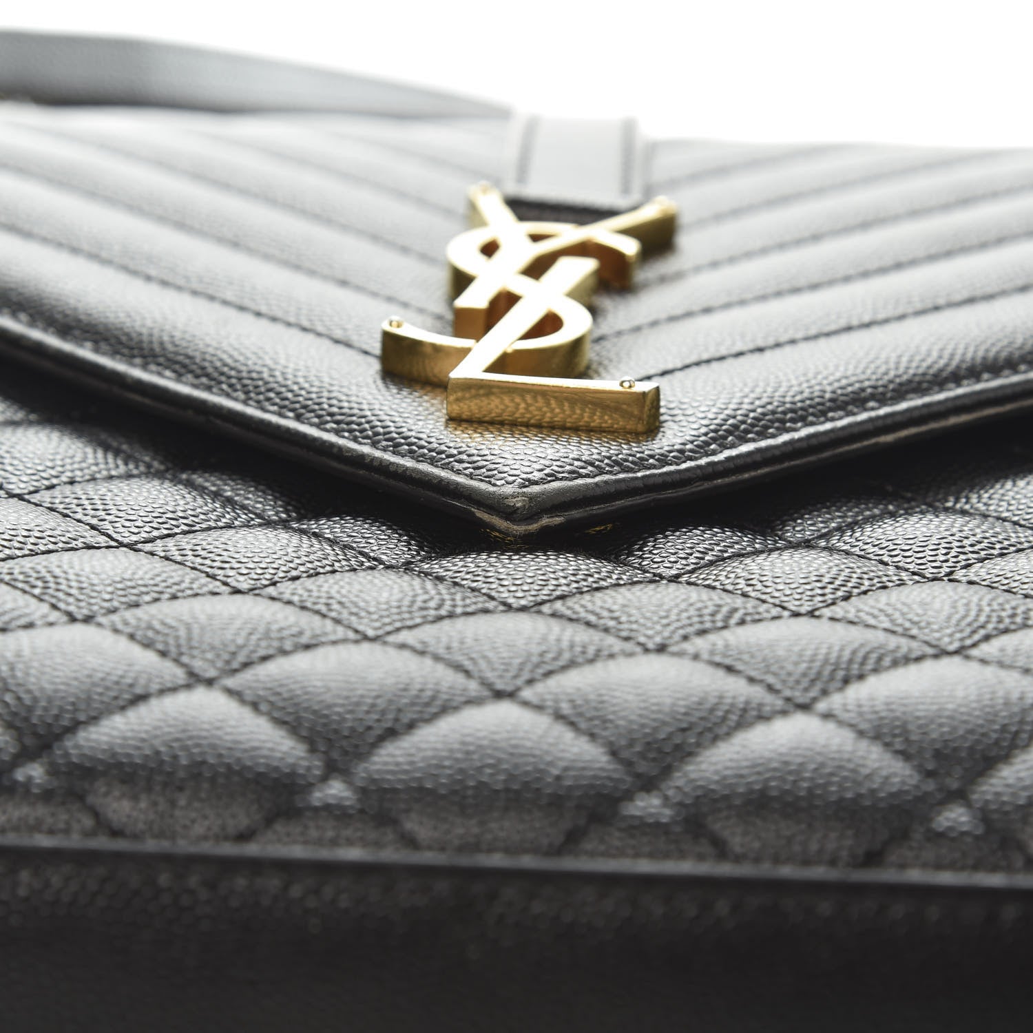 Saint Laurent Grain De Poudre Large Tri-Quilt Monogram Satchel Black 19 of 20