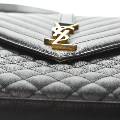 Saint Laurent Grain De Poudre Large Tri-Quilt Monogram Satchel Black 19 of 20