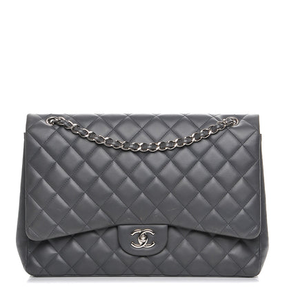 Chanel Lambskin Quilted Maxi Single Flap Grey 1 of 12