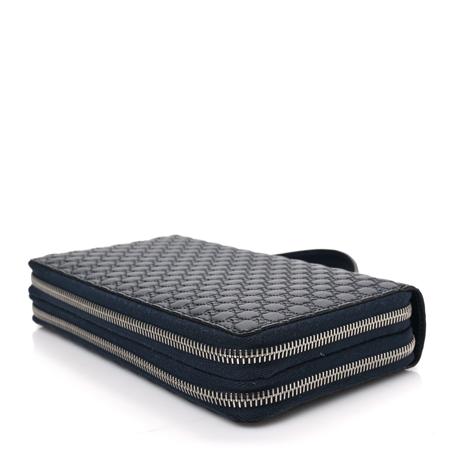 Microguccissima Zip Around Top Handle Travel Wallet Navy