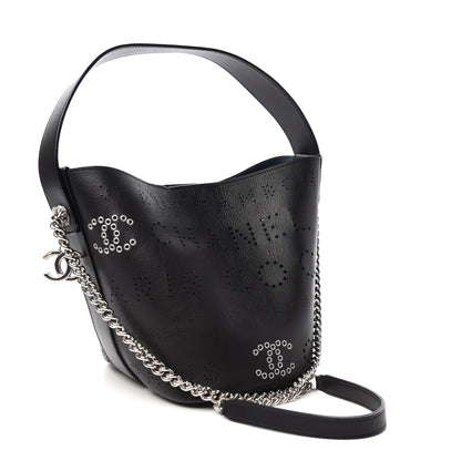 Chanel Calfskin Tweed Small Piercing Light Bucket Bag Black 4 of 11