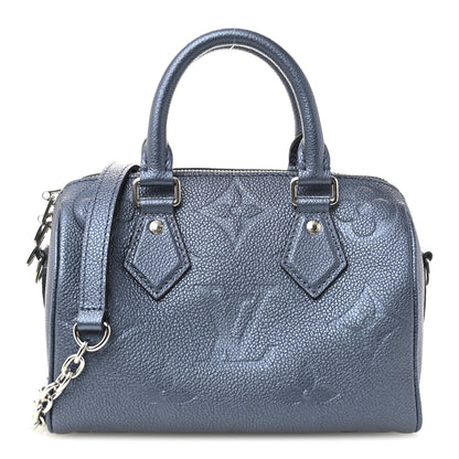 Louis Vuitton Metallic Empreinte Monogram Giant Speedy Bandouliere 20 Navy Nacre 1 of 19