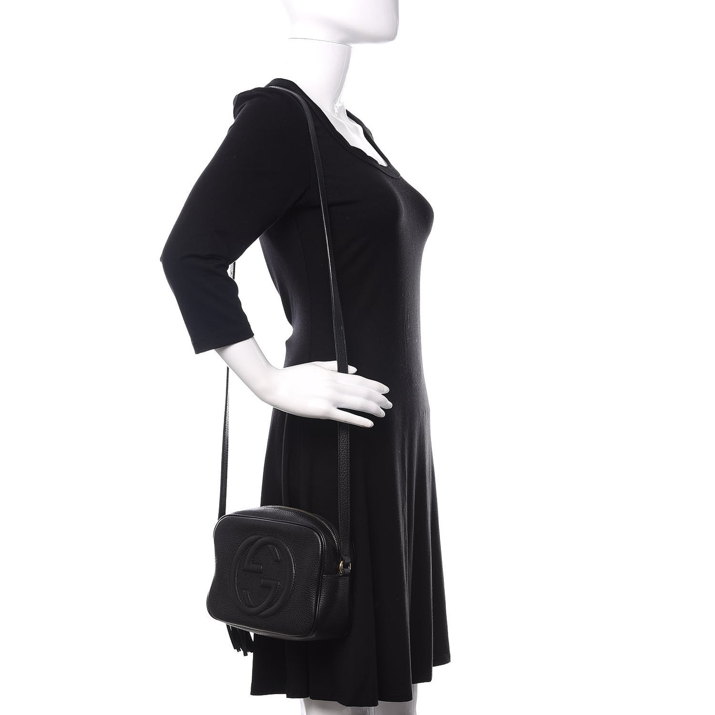 Pebbled Calfskin Small Soho Disco Bag Black