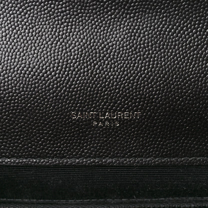 Saint Laurent Grain De Poudre Textured Mixed Matelasse Large Triquilt Monogram Monochrome Satchel Black 6 of 12
