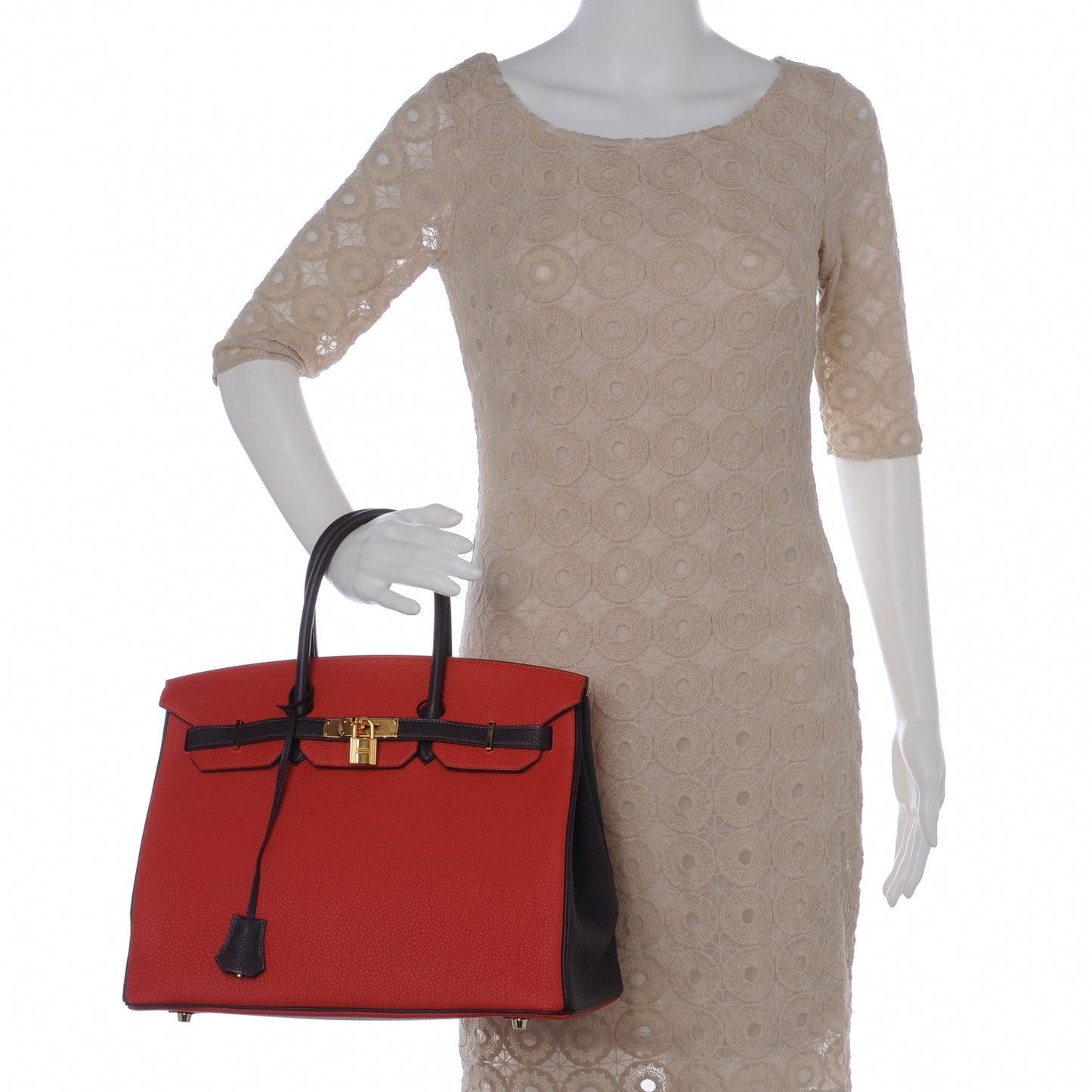 Togo Bi Color Horseshoe Birkin 35 Rouge Casaque and Raisin