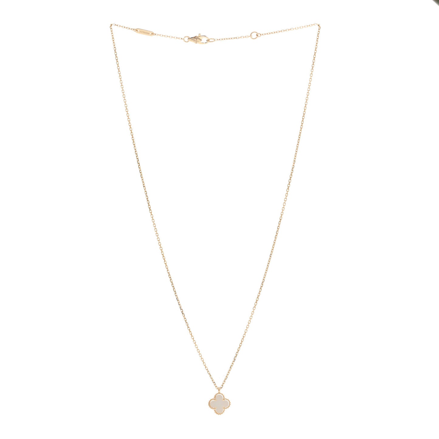 18K Yellow Gold Mother of Pearl Sweet Alhambra Pendant Necklace