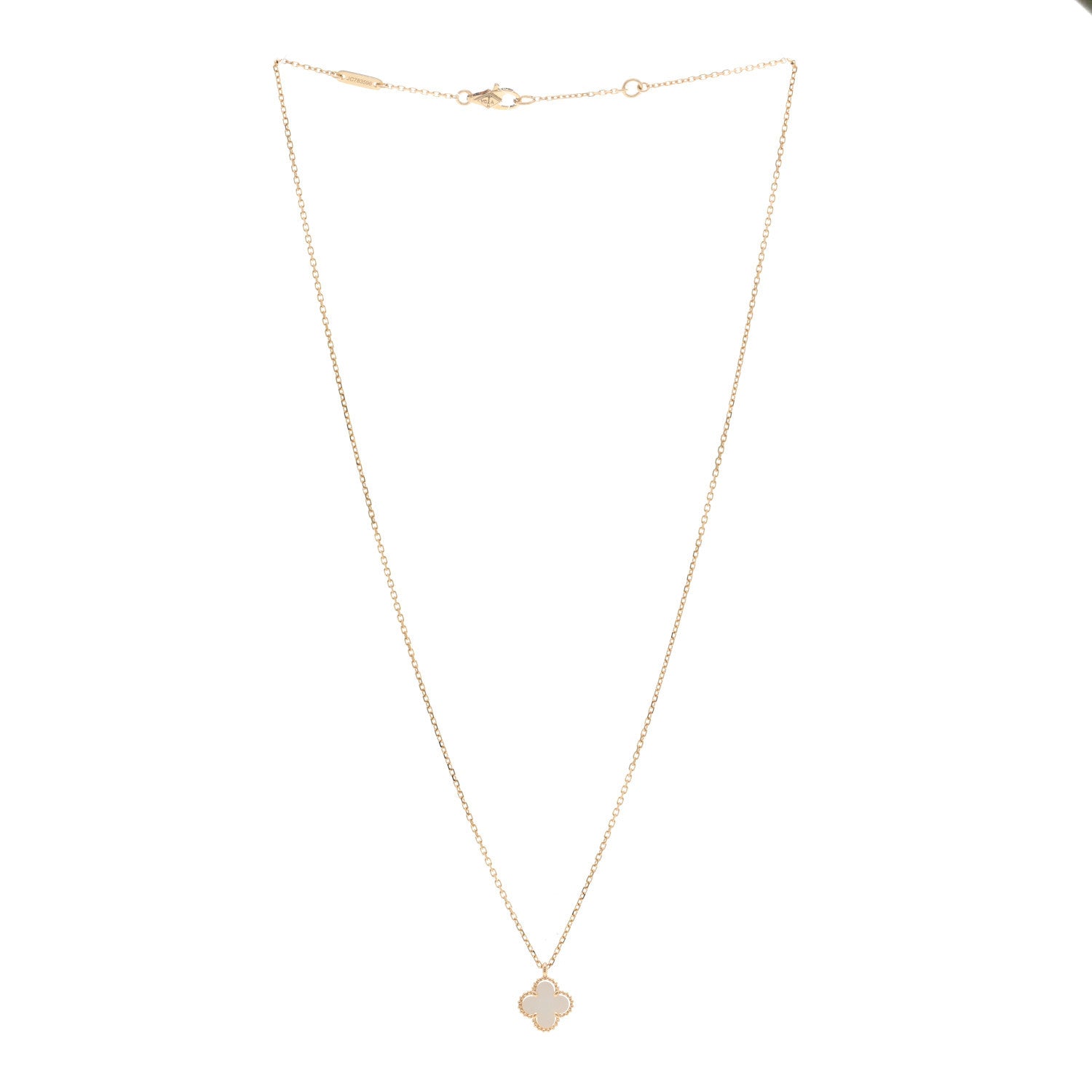 Van Cleef & Arpels 18K Yellow Gold Mother of Pearl Sweet Alhambra Pendant Necklace 4 of 4