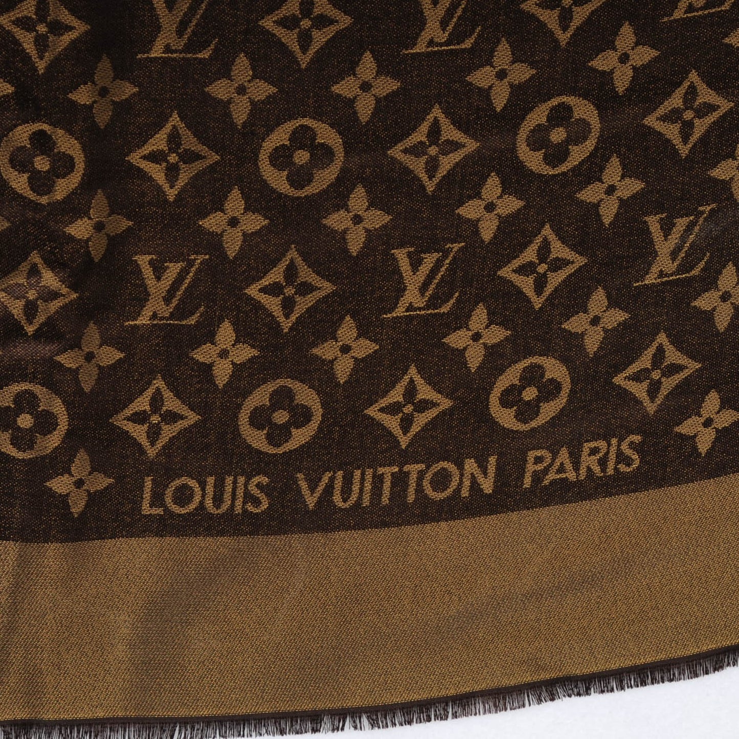 Silk Lurex Wool Monogram Shine Shawl Marron