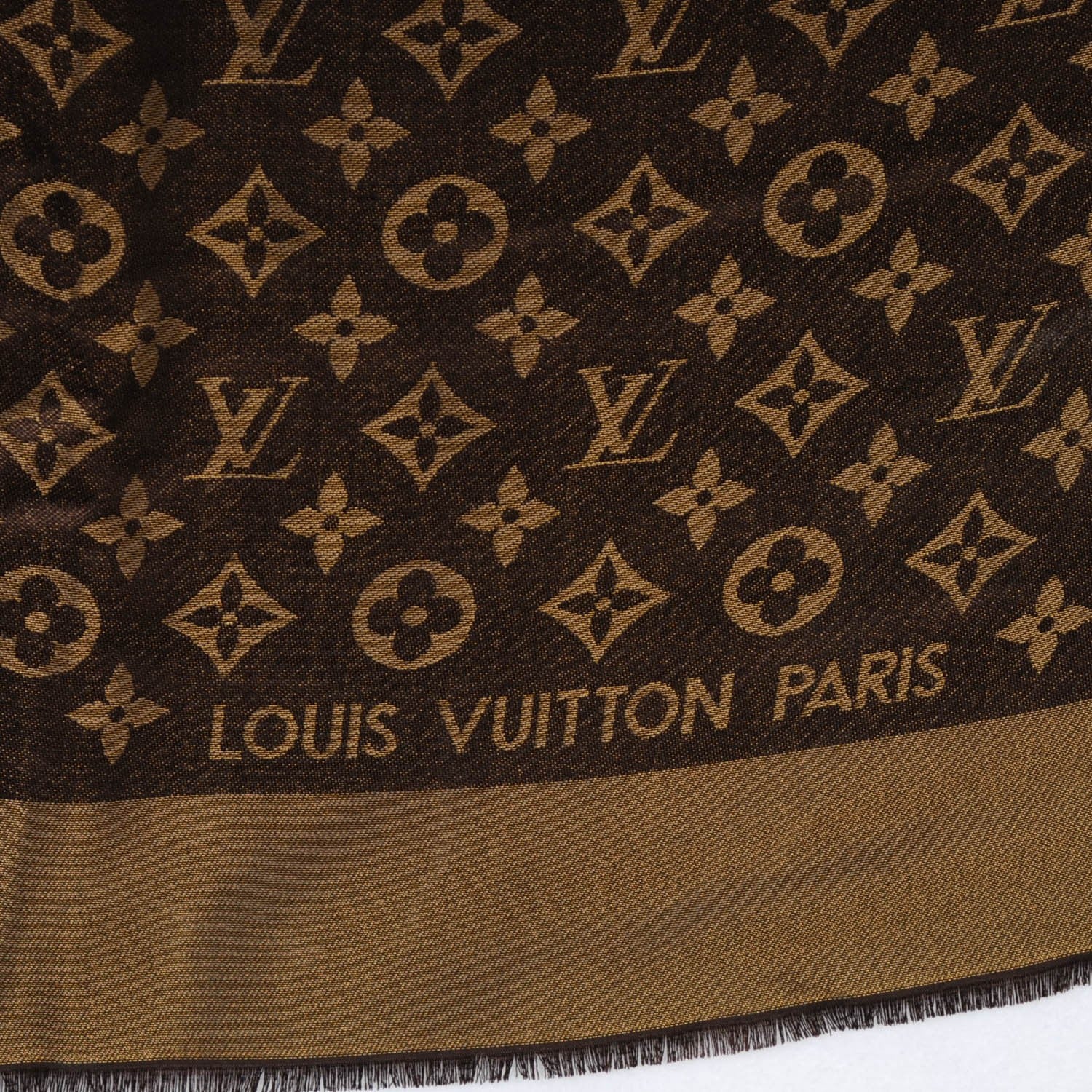 Louis Vuitton Silk Lurex Wool Monogram Shine Shawl Marron 4 of 6