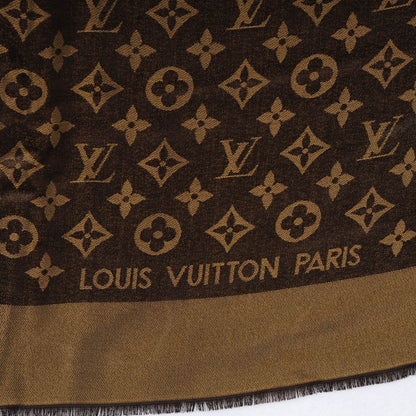 Louis Vuitton Silk Lurex Wool Monogram Shine Shawl Marron 4 of 6