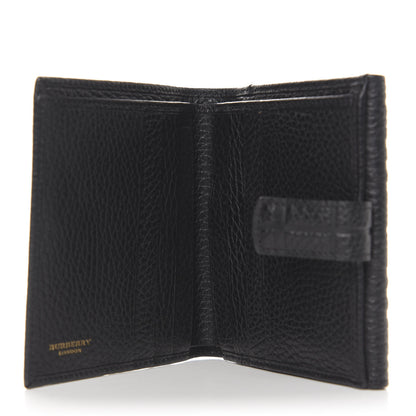 Burberry Signature Grain Calfskin Check Embossed Compact Wallet Black 5 of 6