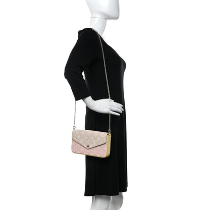Louis Vuitton Empreinte Spring in the City Felicie Pochette Chain Wallet Pink Beige Yellow 2 of 12