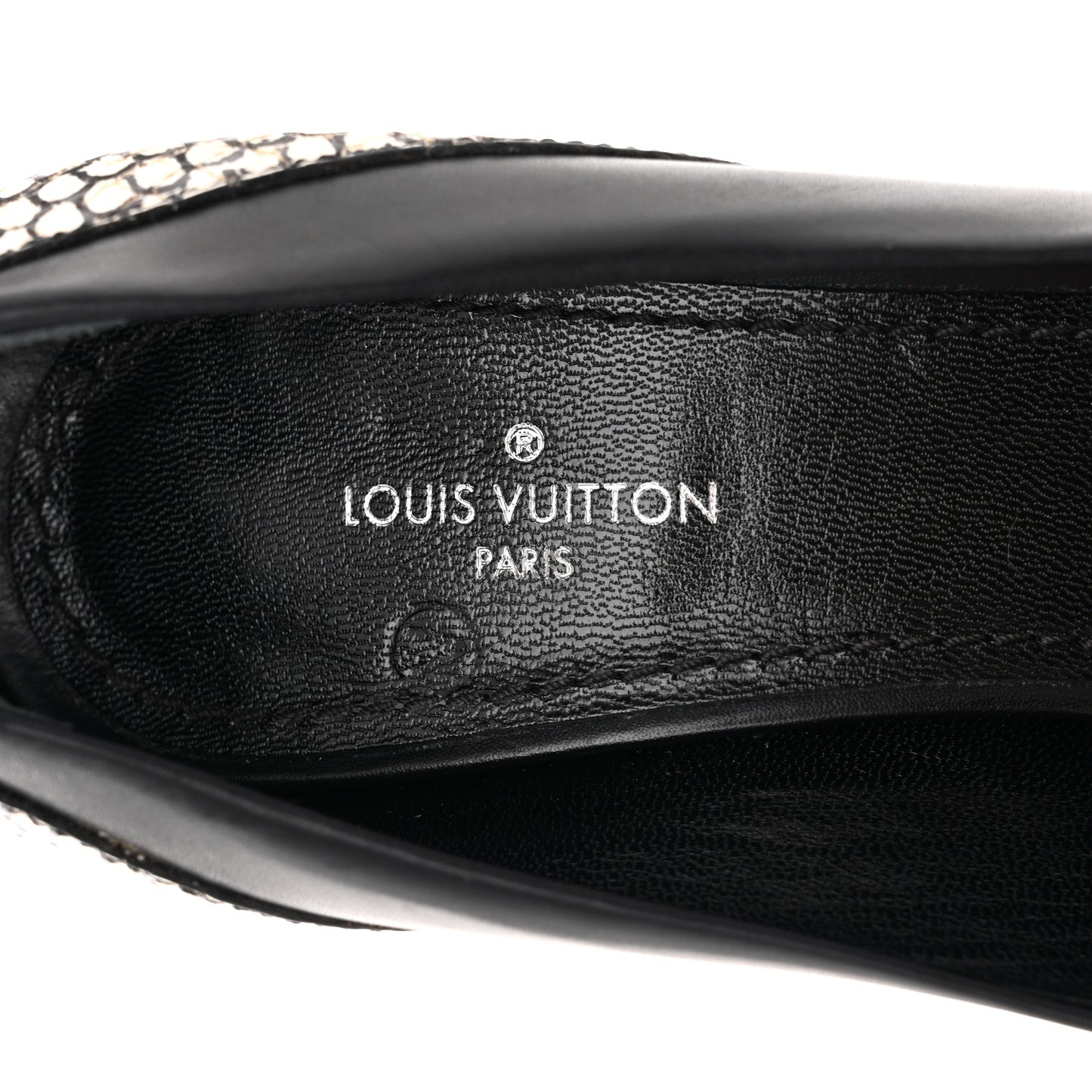 Calfskin Snakeskin Embossed Matchmake Pumps 35 Black White