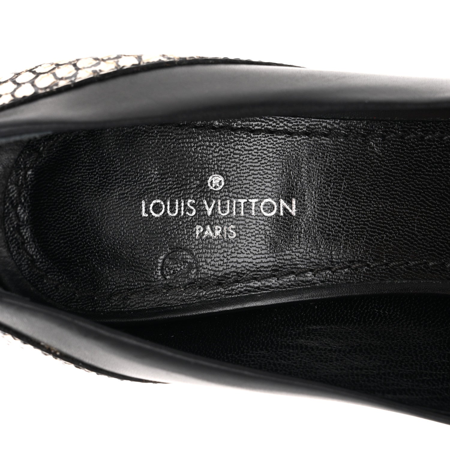 Louis Vuitton Calfskin Snakeskin Embossed Matchmake Pumps 35 Black White 8 of 12