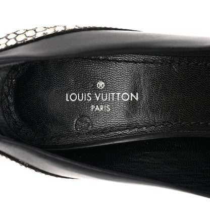 Louis Vuitton Calfskin Snakeskin Embossed Matchmake Pumps 35 Black White 8 of 12