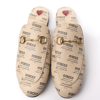 Gucci Calfskin Stamp Print Womens Princetown Slippers 38 Soy Black 5 of 11