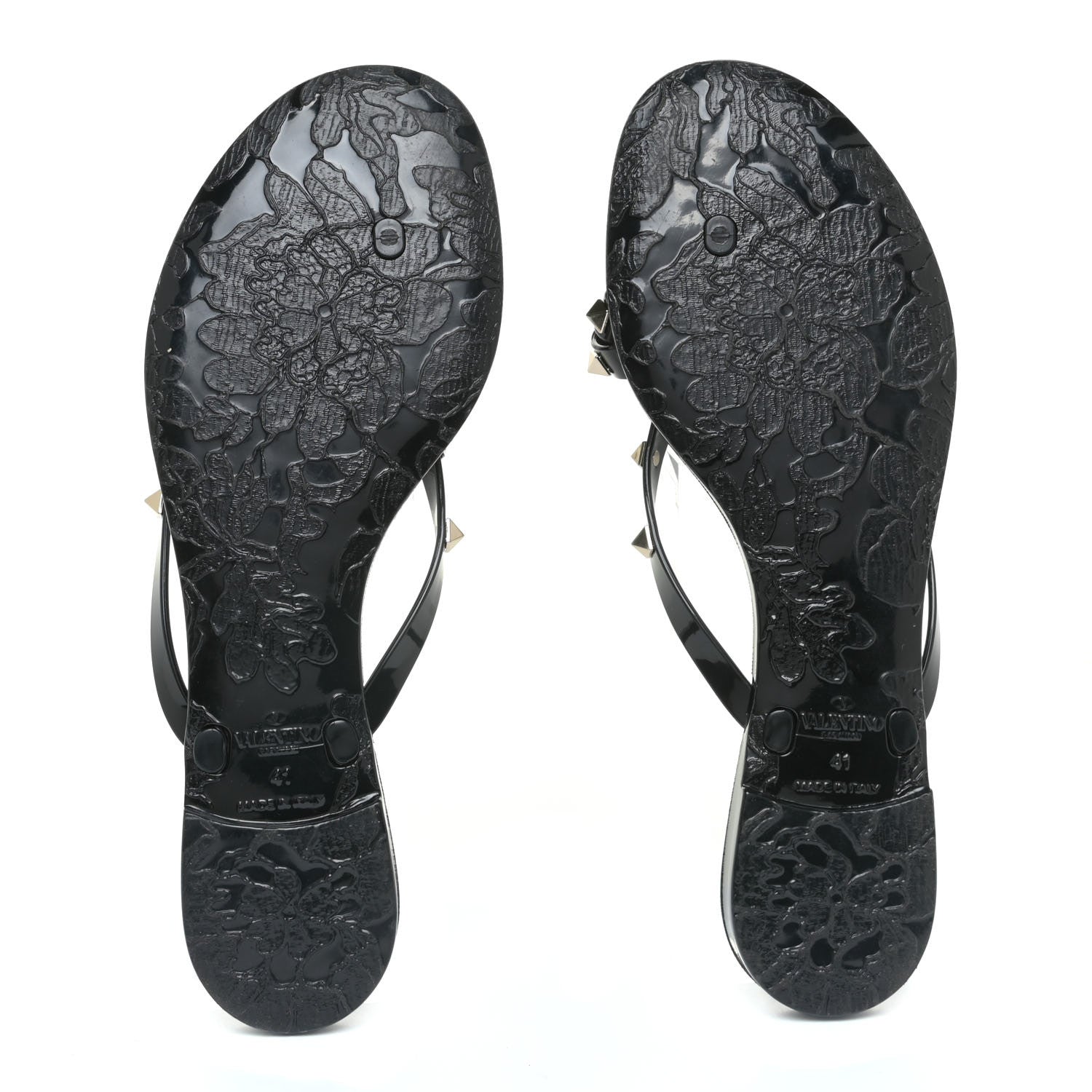 Valentino Garavani PVC Jelly Rockstud Bow Thong Sandals 41 Black 7 of 12