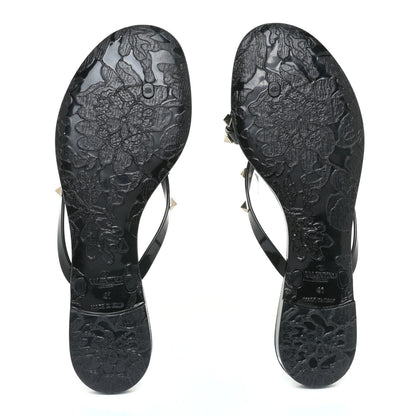 Valentino Garavani PVC Jelly Rockstud Bow Thong Sandals 41 Black 7 of 12