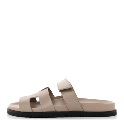 Hermes Calfskin Womens Chypre Sandals 40 Beige Mastic 1 of 8