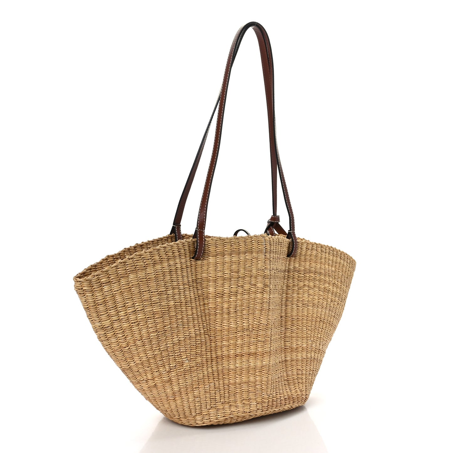 Calfskin Raffia Paulas Ibiza Small Basket Tote Bag Natural Tan