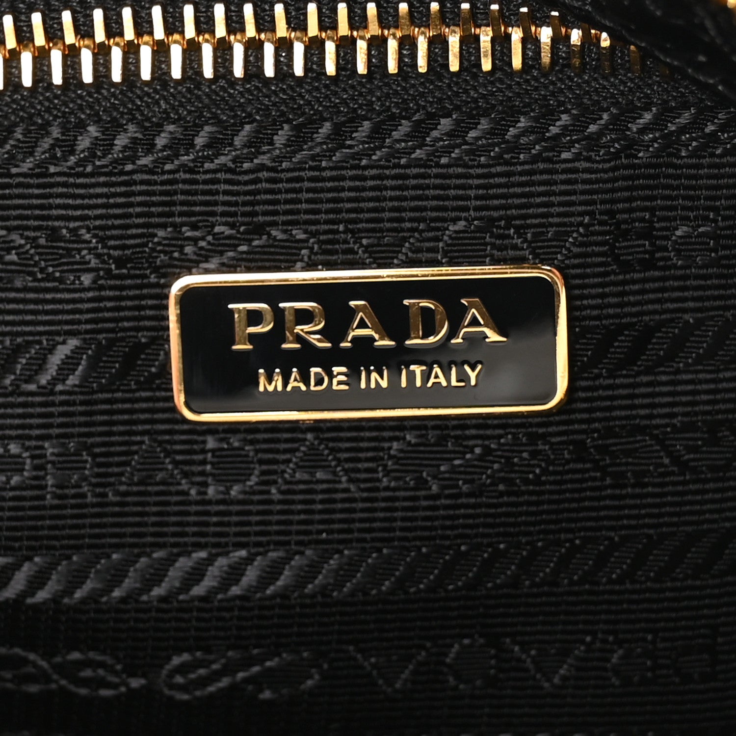 Prada Glossy Calfskin Triangle Mini Bonnie Hand Bag White 6 of 10