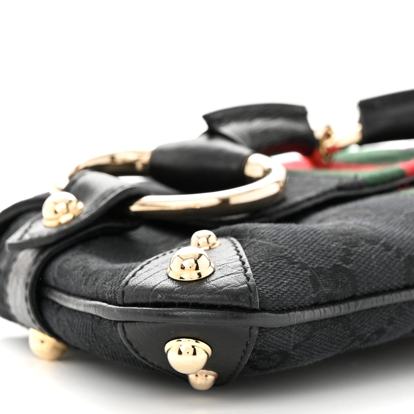 Monogram Web Horsebit Chain Clutch Black