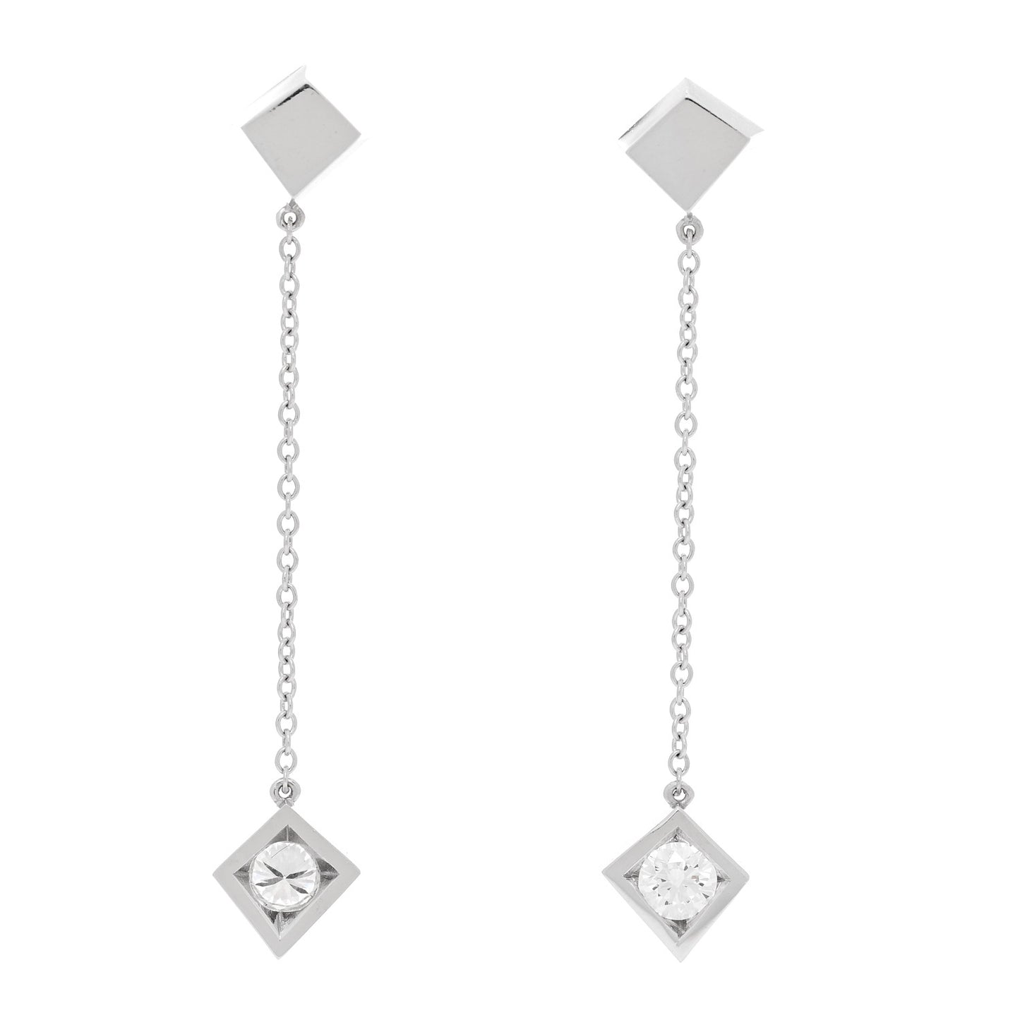 18K White Gold Diamond Frank Gehry Torque Drop Earrings