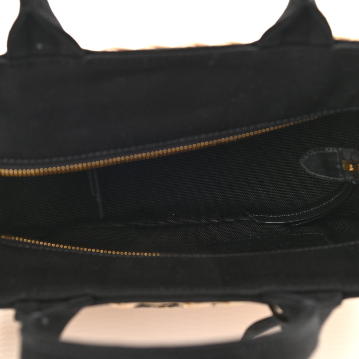 Wicker Canvas Shoulder Bag Black