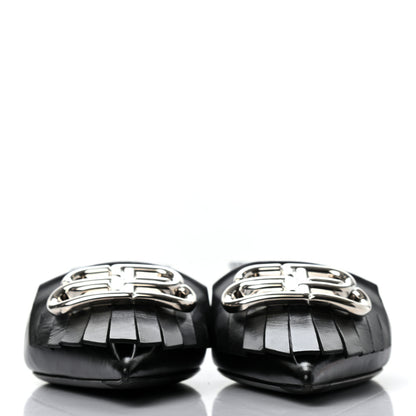 Balenciaga Shiny Kidskin BB Fringe Square Knife Pointed Toe 40mm Mules 36.5 Black 2 of 7