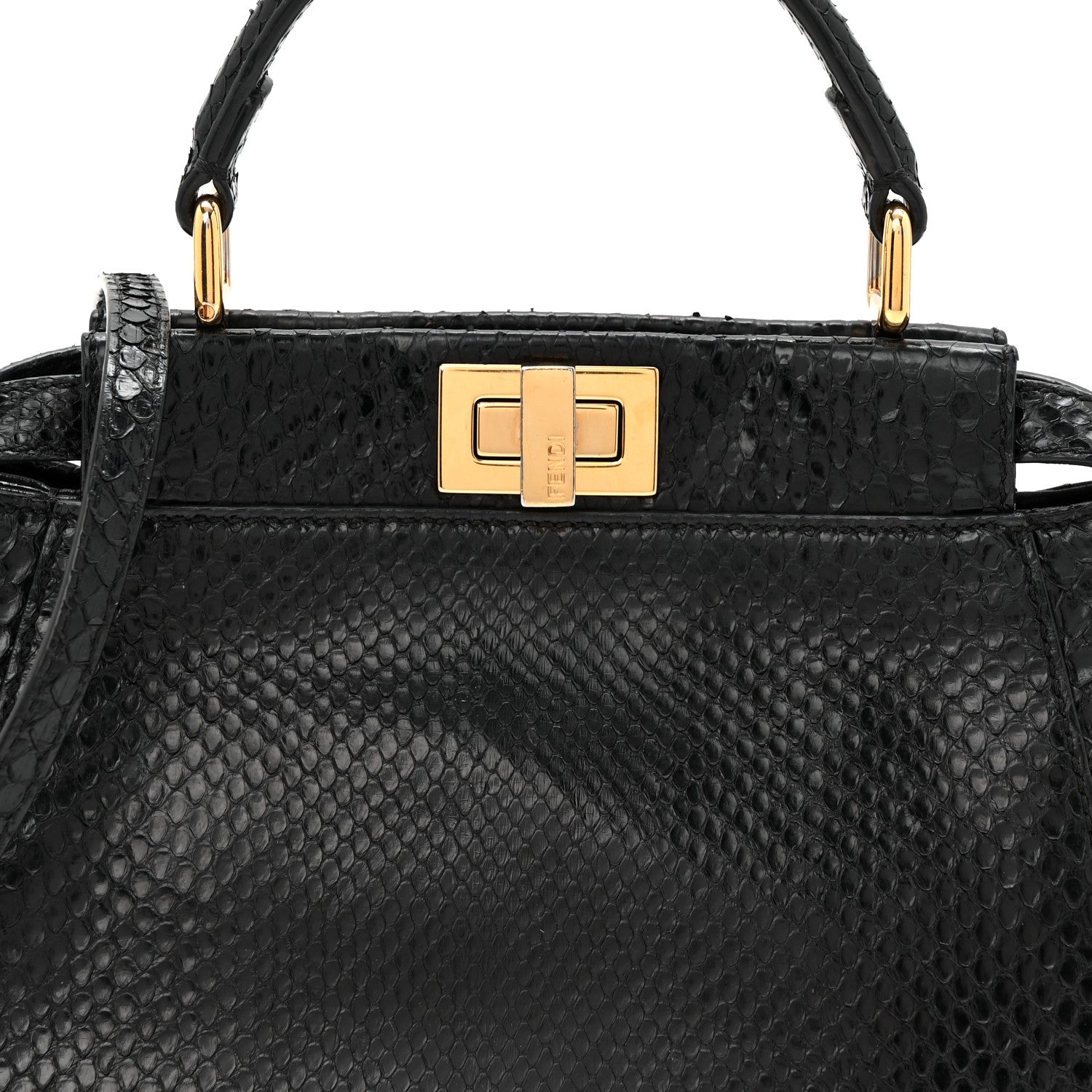 Fendi Snakeskin Nappa Mini Peekaboo Iconic Satchel Black 8 of 10