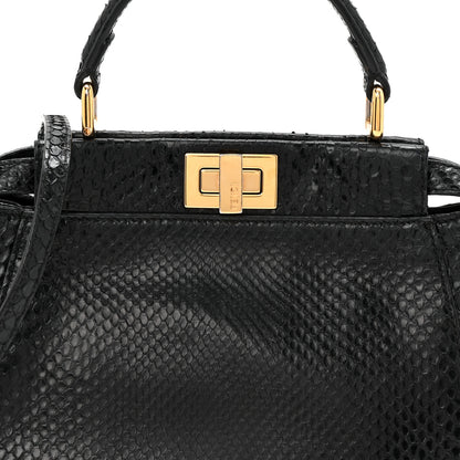 Fendi Snakeskin Nappa Mini Peekaboo Iconic Satchel Black 8 of 10