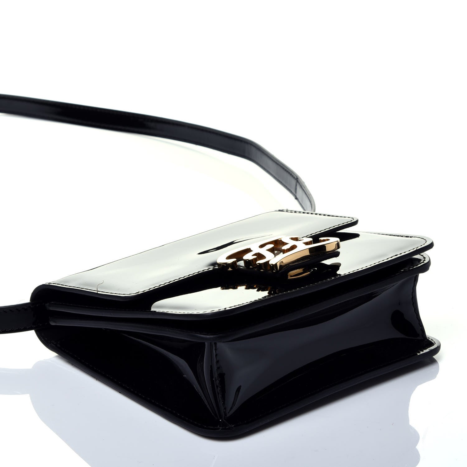 Fendi Vitello Vernice Mou Karligraphy Crossbody Bag Black 4 of 9