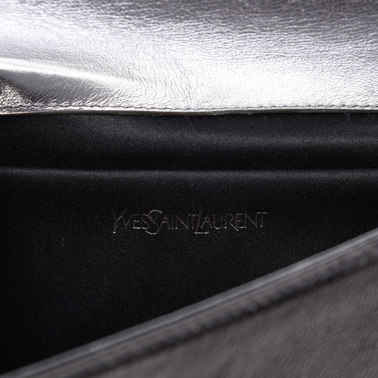Metallic Calfskin Large Belle De Jour Clutch Dark Silver