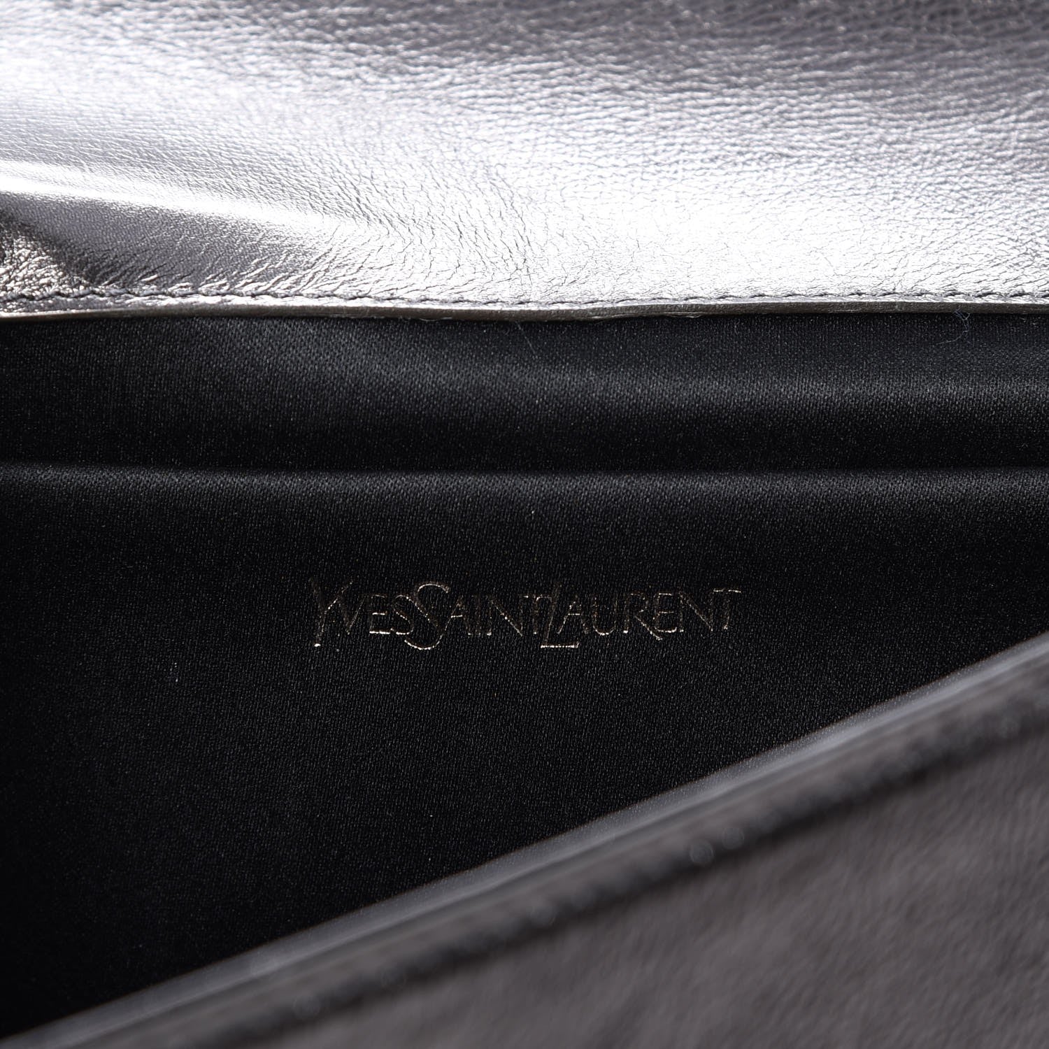 Saint Laurent Metallic Calfskin Large Belle De Jour Clutch Dark Silver 6 of 7