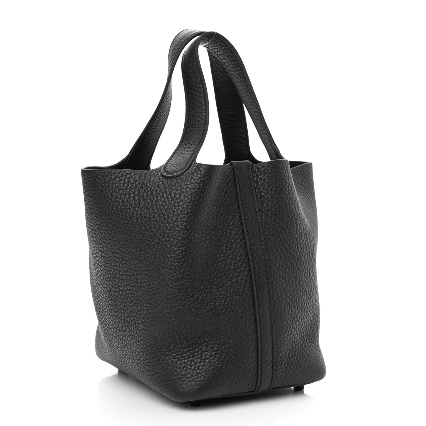 Taurillon Clemence Monochrome Picotin Lock 18 PM Black