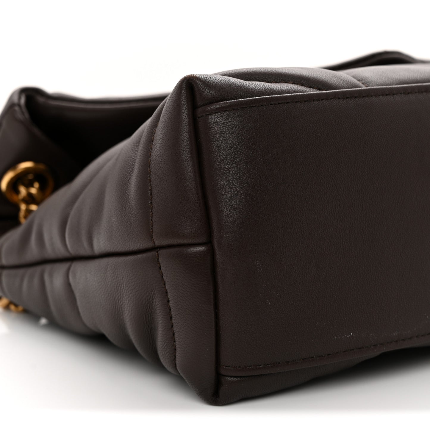 Lambskin Quilted Small Loulou Puffer Monogram Chain Satchel Dark Ganache