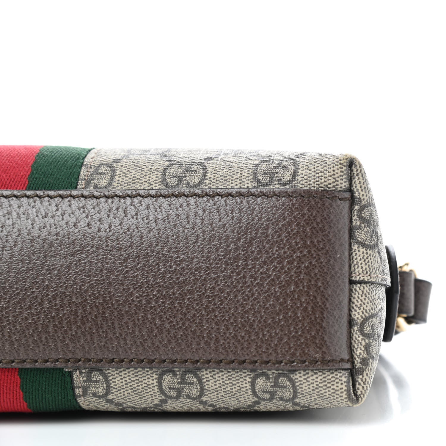 Gucci GG Supreme Monogram Textured Dollar Calfskin Web Small Ophidia Dome Shoulder Bag Beige Ebony New Acero 7 of 9