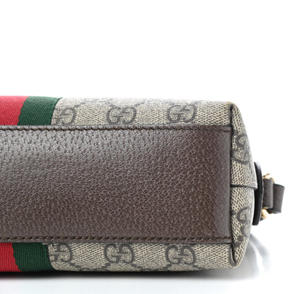 Gucci GG Supreme Monogram Textured Dollar Calfskin Web Small Ophidia Dome Shoulder Bag Beige Ebony New Acero 7 of 9