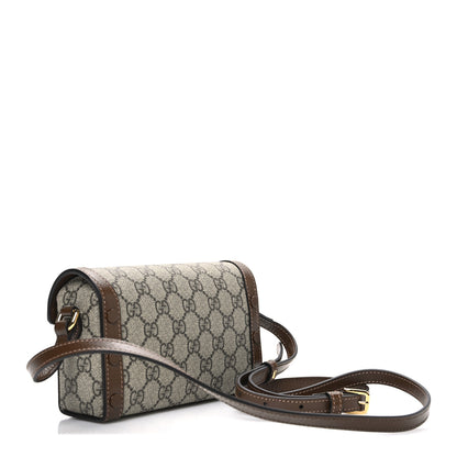 Gucci GG Supreme Monogram Mini Horsebit 1955 Shoulder Bag Beige Brown Sugar 3 of 10