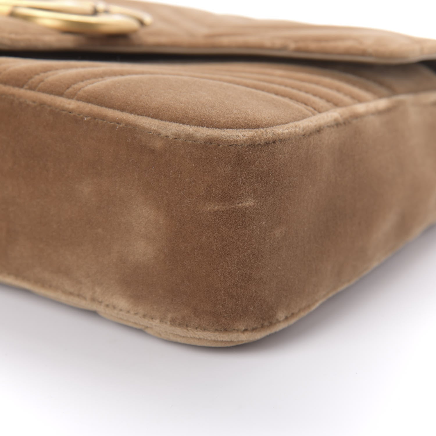 Gucci Velvet Matelasse Medium GG Marmont Shoulder Bag Taupe 8 of 13