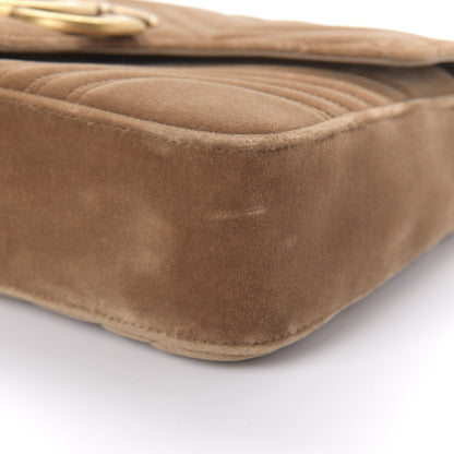 Gucci Velvet Matelasse Medium GG Marmont Shoulder Bag Taupe 8 of 13