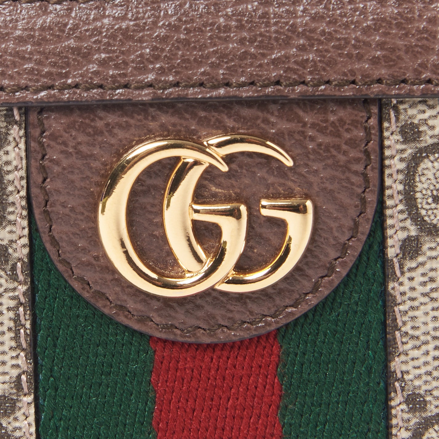 GG Supreme Monogram Web Ophidia Zip Around Wallet Brown